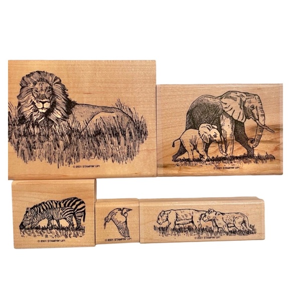 Stampin’ Up “Serengeti” Rubber Stamp Set of 6 Cardmaking Scrapbooking School - Picture 5 of 8